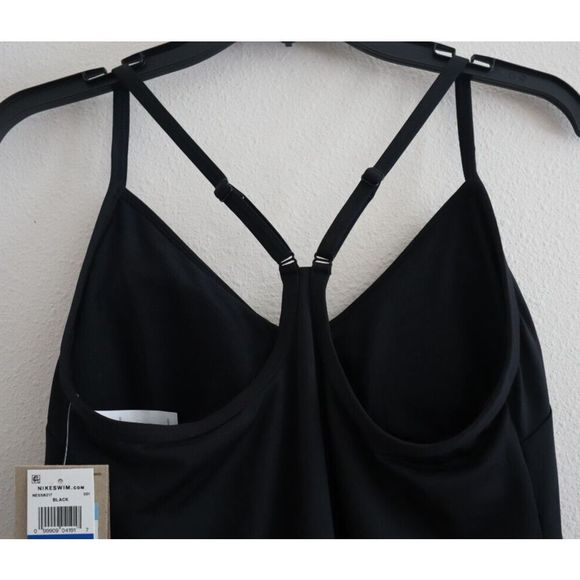 Nike Swim NESSB217 001 Womens Sz Medium Black Essential Racerback Swim Dress $64 - Picture 4 of 11